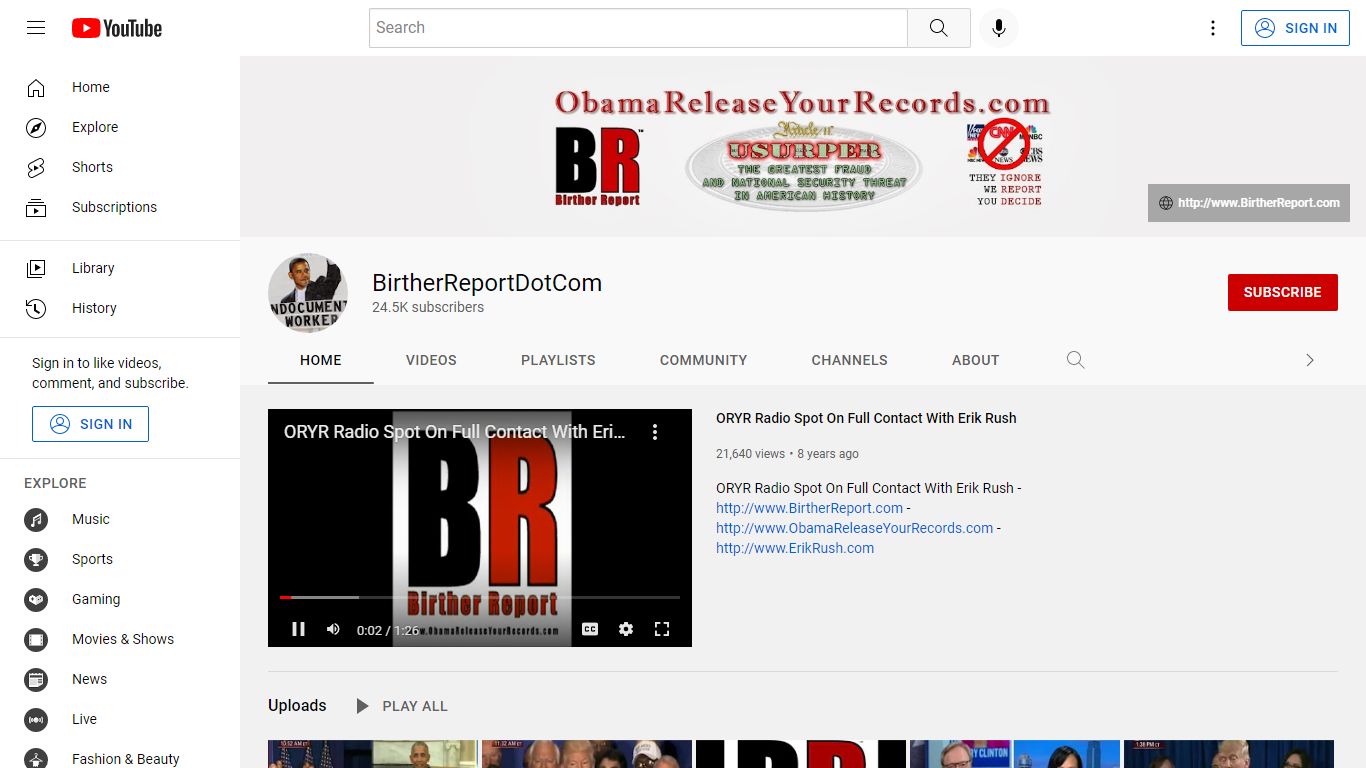 BirtherReportDotCom - YouTube